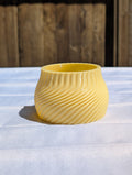 Yellow Small Striped Twisted Plant Pot - A&V Plants 3D Printing